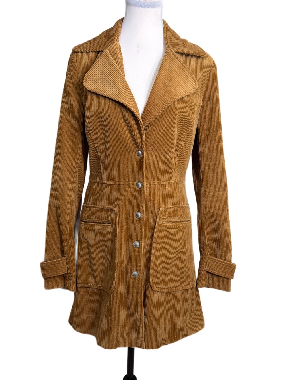 Free People Women's Corduroy Button-Front Coat Jacket - Brown